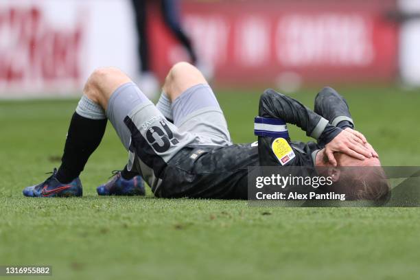 Barry Bannan of Sheffield Wednesday looks dejected after being relegated after the Sky Bet Championship match between Derby County and Sheffield...