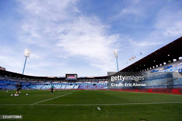 General view of the staidum prior the Liga Smartbank match betwen Real Zaragoza and RCD Espanyol at La Romareda on May 08, 2021 in Zaragoza, Spain....