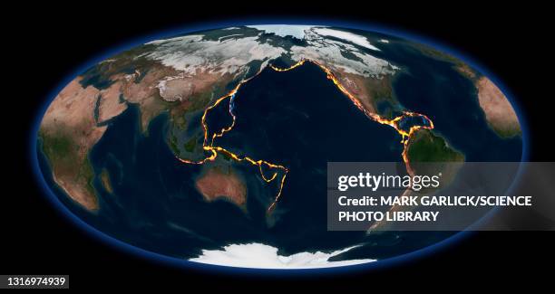 stockillustraties, clipart, cartoons en iconen met pacific ring of fire, illustration - pacific ocean