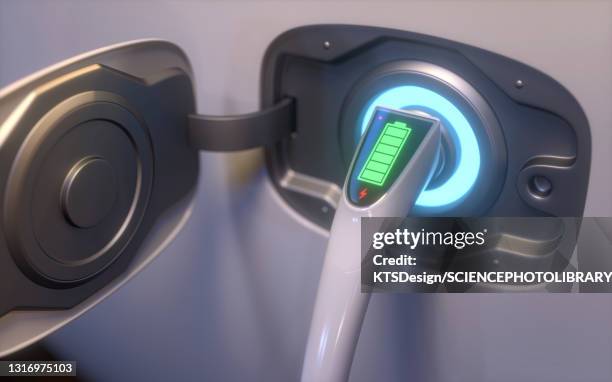 electric vehicle charging, illustration - power supply ストックフォトと画像