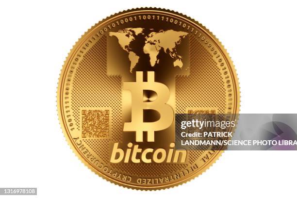 bitcoin cryptocurrency, conceptual illustration - bitcoin stock illustrations