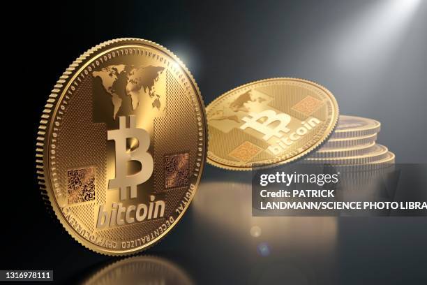bitcoin cryptocurrency, conceptual illustration - bitcoin stock-grafiken, -clipart, -cartoons und -symbole