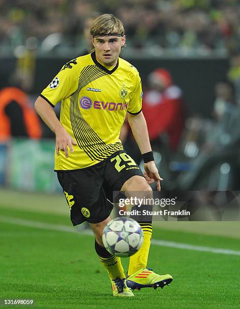 Marcel Schmelzer of Dortmund in action during the UEFA Champions League group F match between Borussia Dortmund and Olympiacos FC at Signal Iduna...