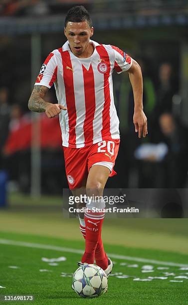 José Holebas of Olympiacos in action during the UEFA Champions League group F match between Borussia Dortmund and Olympiacos FC at Signal Iduna Park...