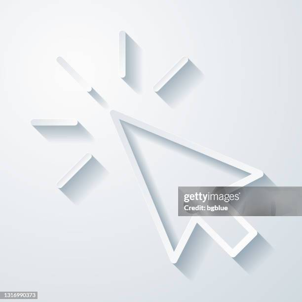click. icon with paper cut effect on blank background - computer mouse white background stock illustrations