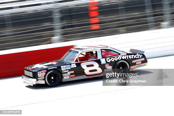 Dale Earnhardt Jr. Leads the pace lap in his father’s, Dale Earnhardt Chevrolet prior to the NASCAR Xfinity Series Steakhouse Elite 200 at Darlington...