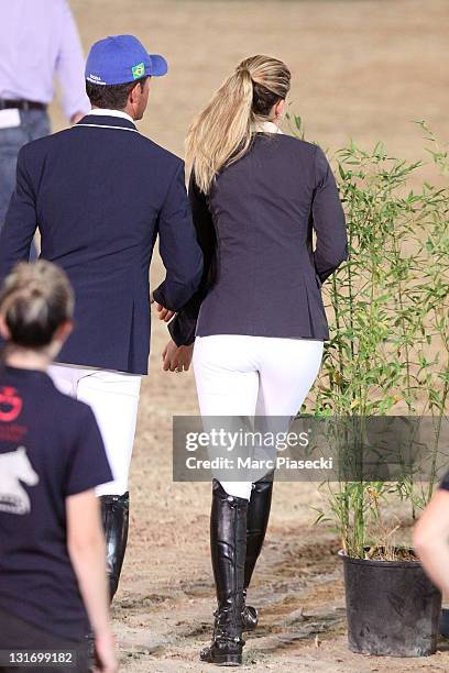 Athina Onassis and her husband Alvaro De Miranda are spotted during the '30th International Cannes Jumping' Global Champion Tour 2011 on June 9, 2011...