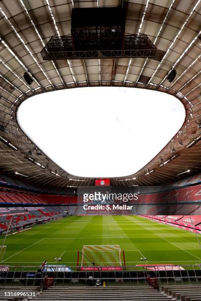 General view of the Allianz Arena is seen prior to the Bundesliga match between FC Bayern Muenchen and Borussia Moenchengladbach at Allianz Arena on...