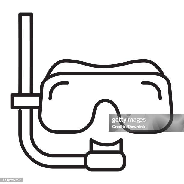 summer vacation and leisure snorkel mask thin line icon- editable stroke - diving mask isolated stock illustrations