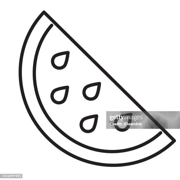 summer vacation and leisure watermelon slice thin line icon- editable stroke - watermelon slice stock illustrations