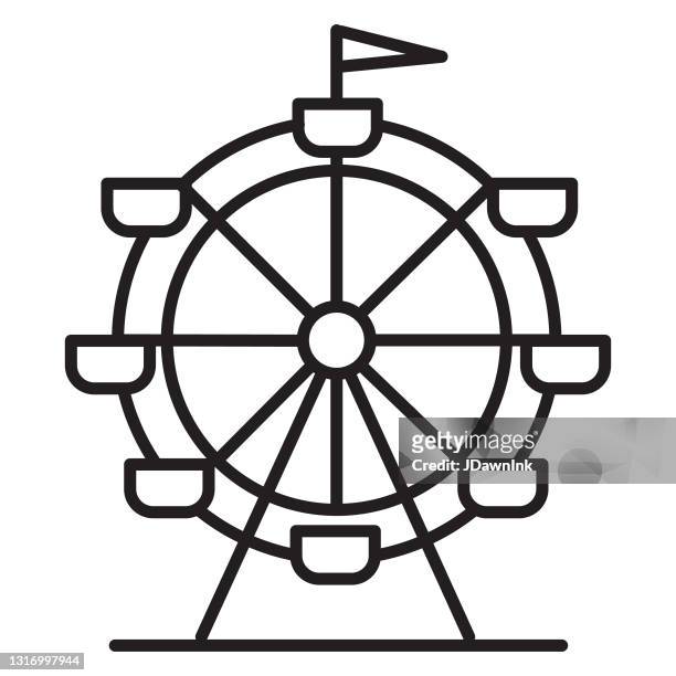 summer vacation and leisure ferris wheel thin line icon- editable stroke - big wheel stock illustrations