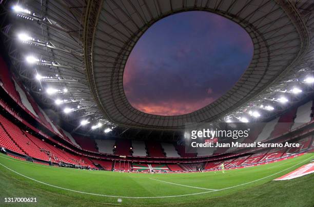 General view inside the stadium during the La Liga Santander match between Athletic Club and C.A. Osasuna at Estadio de San Mames on May 08, 2021 in...