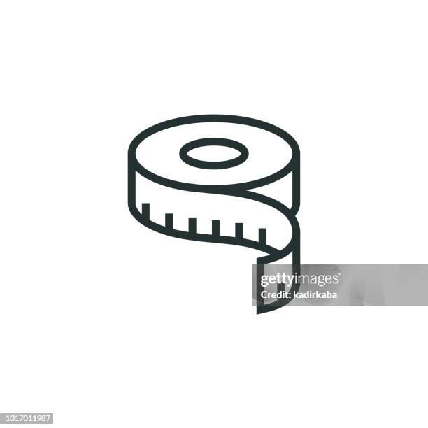 tape measure line icon - tape measure stock-grafiken, -clipart, -cartoons und -symbole