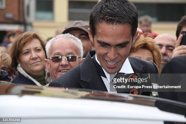 Alberto Contador gets married on November 5, 2011 in Pinto, Spain.