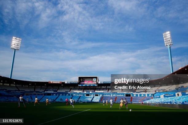 General view of the stadium during the Liga Smartbank match between Real Zaragoza and RCD Espanyol at La Romareda on May 08, 2021 in Zaragoza, Spain....