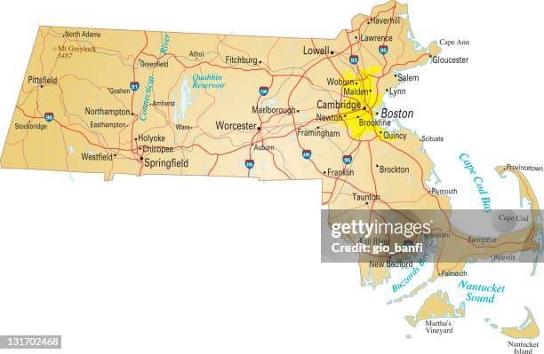 map of massachusetts - massachusetts map stock illustrations