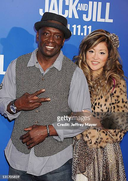 Billy Blanks and Tomoko Sato arrive for the Los Angeles premiere of "Jack And Jill" at Regency Village Theatre on November 6, 2011 in Westwood,...