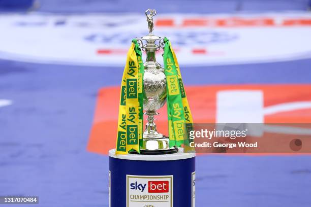 General view of the Sky Bet Championship trophy following the Sky Bet Championship match between Barnsley and Norwich City at Oakwell Stadium on May...
