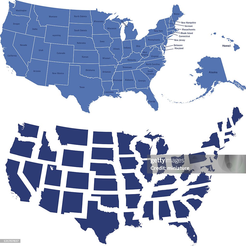 Usa mapa y los Estados Unidos