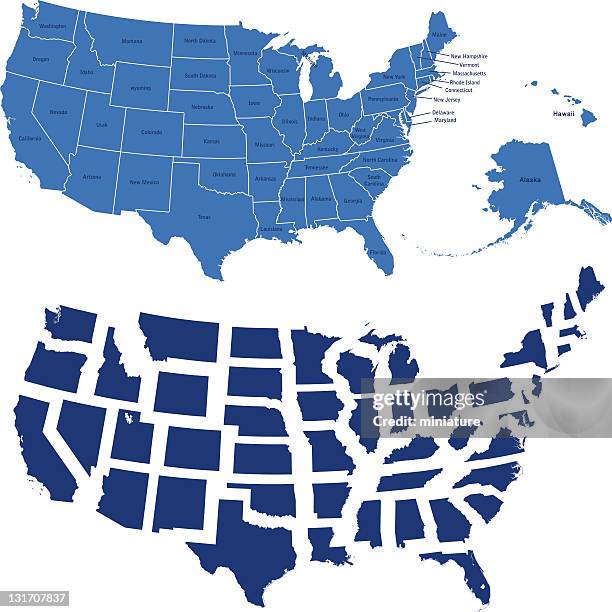 bildbanksillustrationer, clip art samt tecknat material och ikoner med usa map and all states - maryland map outline