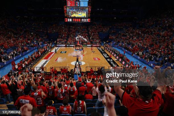 General view of play during the round 17 NBL match between Perth Wildcats and New Zealand Breakers at RAC Arena, on May 09 in Perth, Australia.