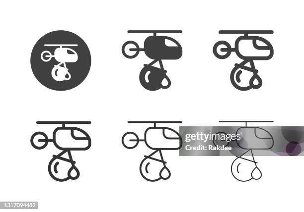 fire helicopter icons - multi series - helicopter landing stock illustrations
