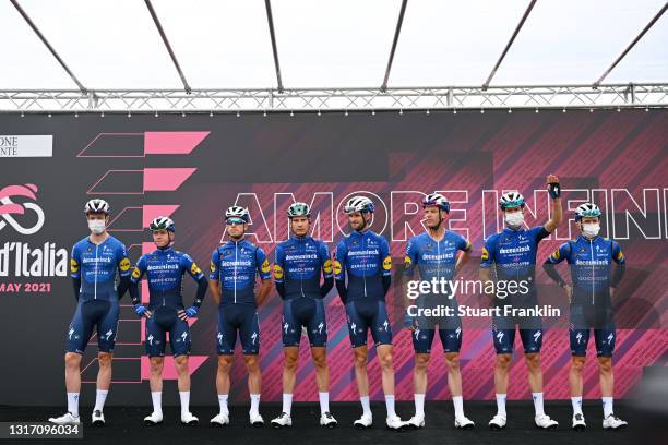 Remco Evenepoel of Belgium, Joao Almeida of Portugal, Remi Cavagna of France, Mikkel Honore of Denmark, Iljo Keisse of Belgium, James Knox of United...