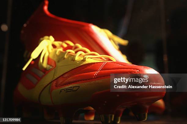 The adidas adizero F50 miCoach is displayed at the launch event at Miller studio on November 7, 2011 in Zurich, Switzerland.