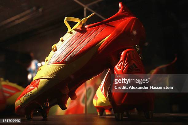 The adidas adizero F50 miCoach is displayed at the launch event at Miller studio on November 7, 2011 in Zurich, Switzerland.