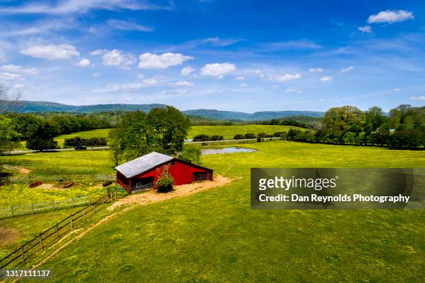 aerial view of beautiful agricultural fields - tennessee farm stock pictures, royalty-free photos & images