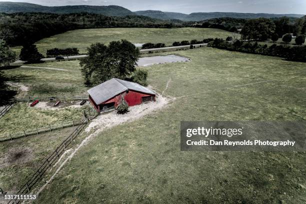 aerial view of beautiful agricultural fields - tennessee farm stock pictures, royalty-free photos & images