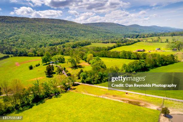 aerial view of beautiful agricultural fields - charlotte north carolina summer stock pictures, royalty-free photos & images