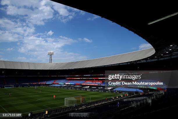 General view during the Dutch Eredivisie match between Feyenoord and Ajax Amsterdam at De Kuip or Feyenoord Stadium on May 09, 2021 in Rotterdam,...