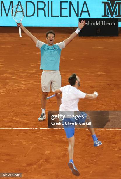 Marcel Granollers of Spain and Horacio Zeballos of Argentina celebrate after winning their Mens Doubles Final match against Nikola Mektic of Croatia...