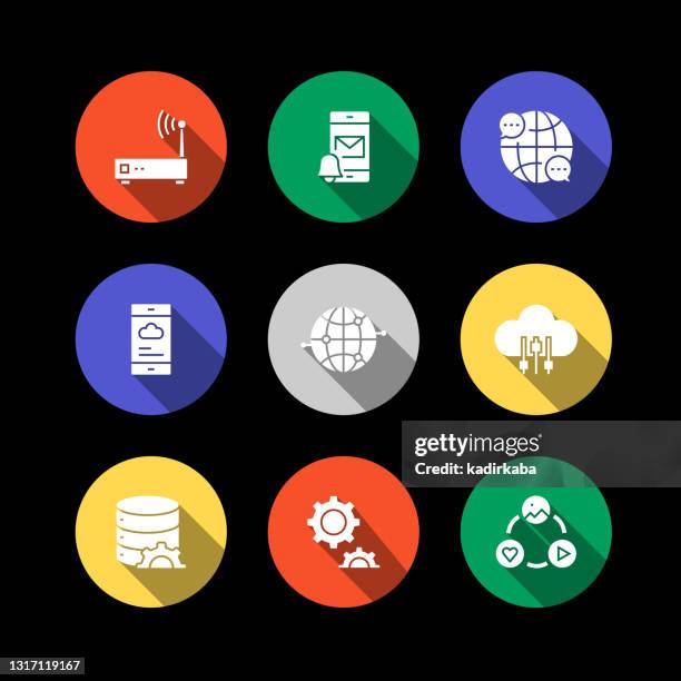 cloud technology modern flat icon set concept design - hardware store logo stock illustrations