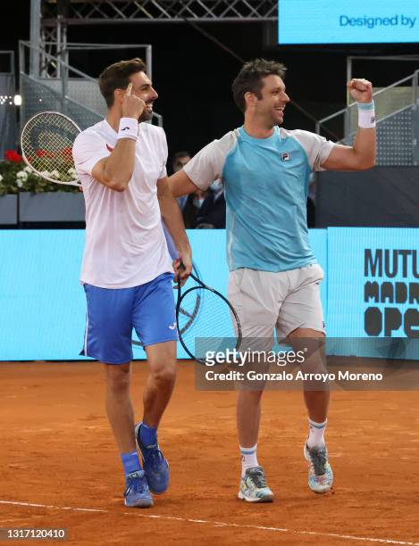 Marcel Granollers of Spain and Horacio Zeballos of Argentina celebrate after winning their Mens Doubles Final match against Nikola Mektic of Croatia...