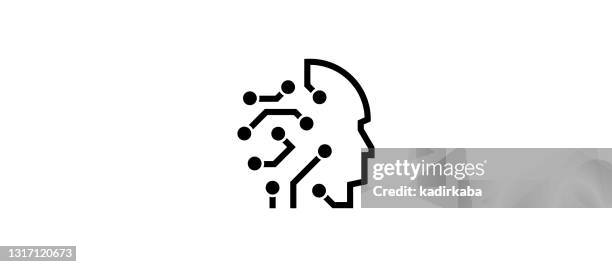 artificial intelligence modern flat icon concept design - artificial intelligence logo stock illustrations