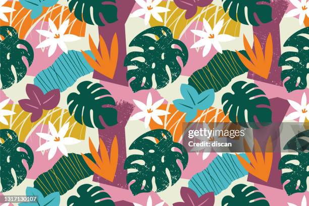 collage contemporary floral seamless pattern. - south america pattern stock illustrations