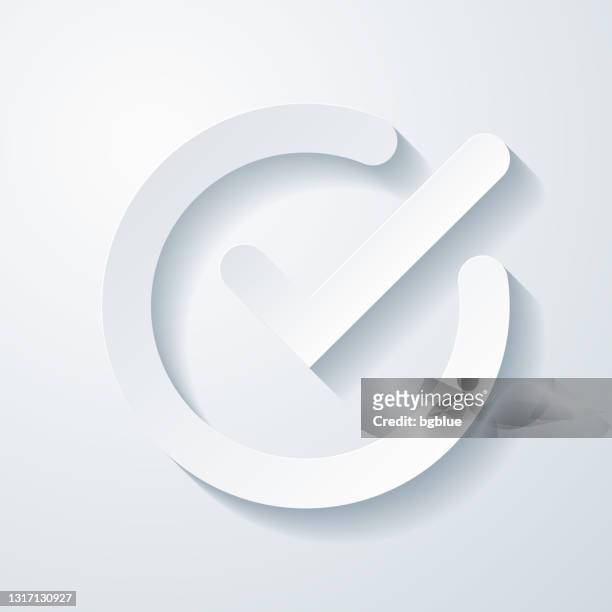 ilustrações de stock, clip art, desenhos animados e ícones de check mark. icon with paper cut effect on blank background - marcar