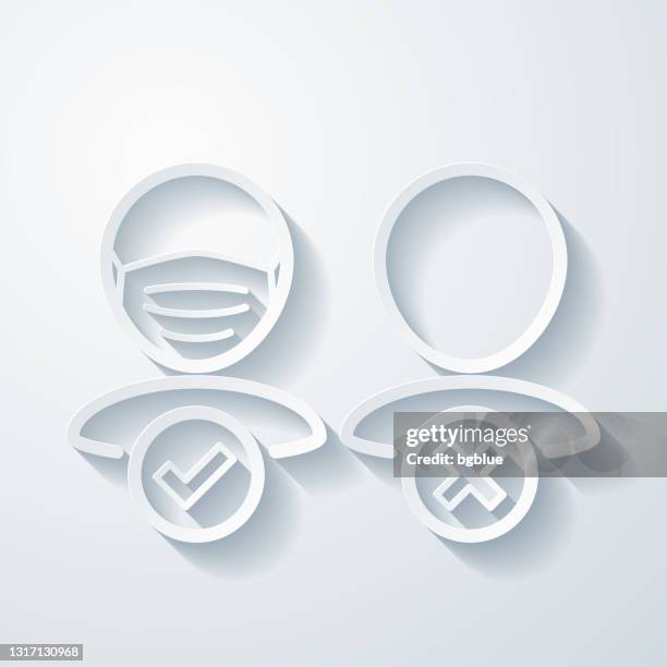 no entry without face mask. icon with paper cut effect on blank background - no mask stock illustrations