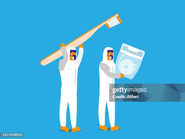 carrying toothbrush and floss - holding toothbrush stock illustrations