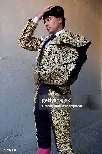 Bullfighter Francisco Rivera Ordonez 'Paquirri' of Spain dresses up before the first bullfight of the 2011 season after the bullfight ban at the...