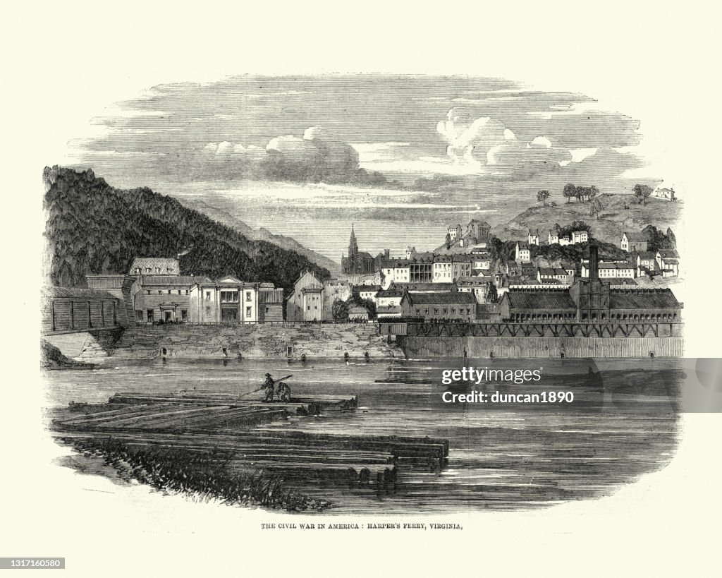 View of Harper's Ferry, Viginia at time of the American Civil War, 1862