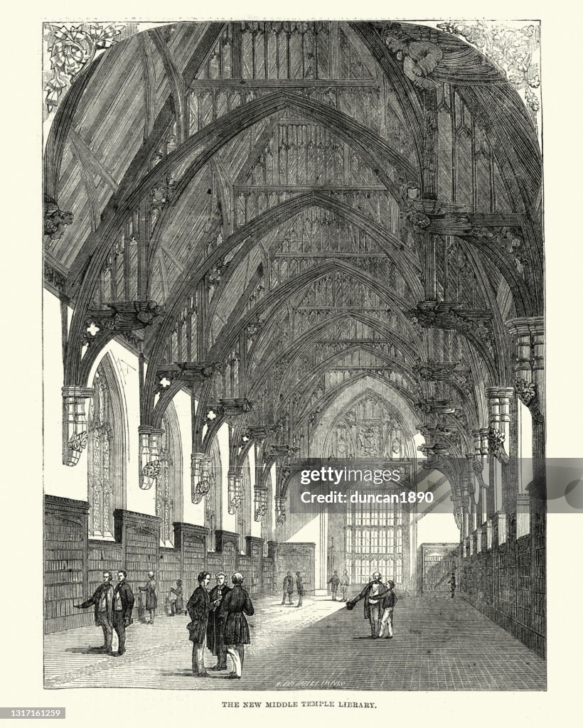 Middle Temple Library, London, 1860s, 19th Century