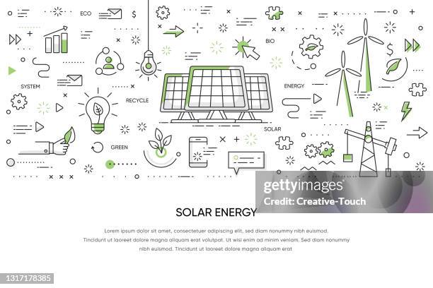 doodle work concept - green tech background stock illustrations
