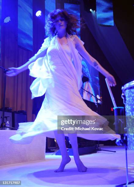 Singer Florence Welch of the musical group Florence and The Machine performs onstage at the 19th Annual Elton John AIDS Foundation Academy Awards...
