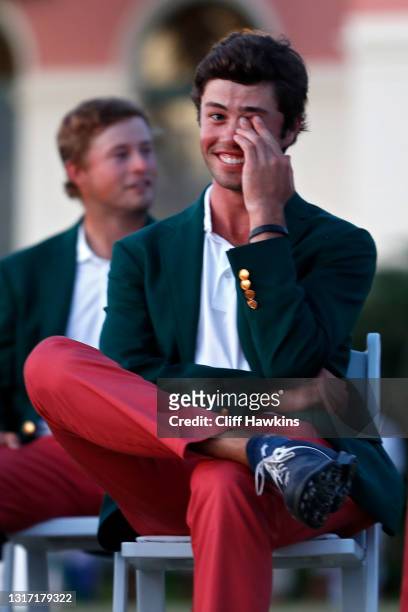 Cole Hammer of Team USA reacts during closing ceremonies on Day Two of The Walker Cup at Seminole Golf Club on May 09, 2021 in Juno Beach, Florida.