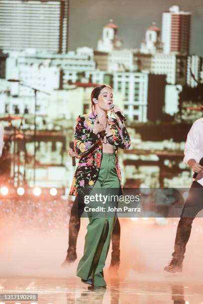 Ximena Sariñana performs onstage during the Latin GRAMMY Celebra Ellas y Su Musica Show on May 09, 2021 in Hollywood, Florida.