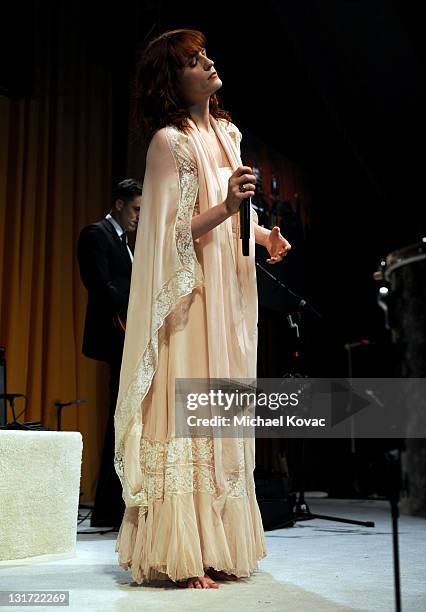 Singer Florence Welch of the musical group Florence and The Machine performs onstage at the 19th Annual Elton John AIDS Foundation Academy Awards...