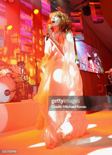 Singer Florence Welch of the musical group Florence and The Machine performs onstage at the 19th Annual Elton John AIDS Foundation Academy Awards...